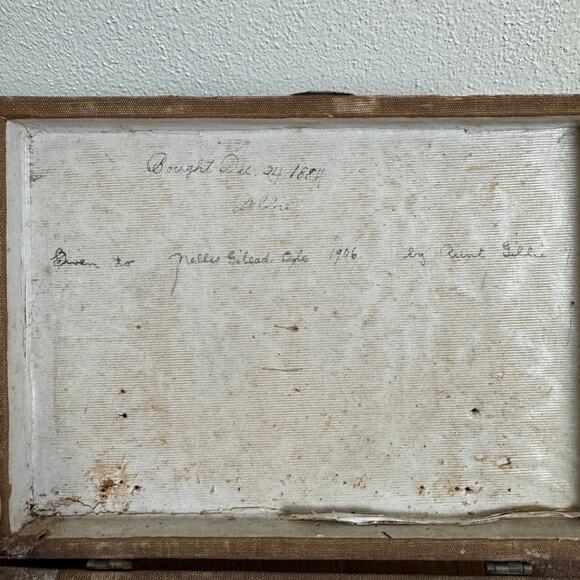 Antique Keepsake‎ Jewelry Box Brown Significant Wear Purchased 1884 Gifted 1906 - Picture 7 of 16